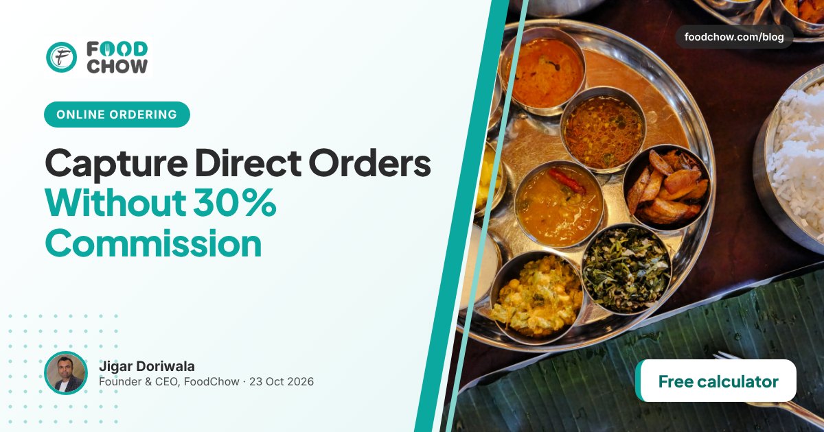 South Indian restaurant meal illustrating direct online ordering and commission-free restaurant growth