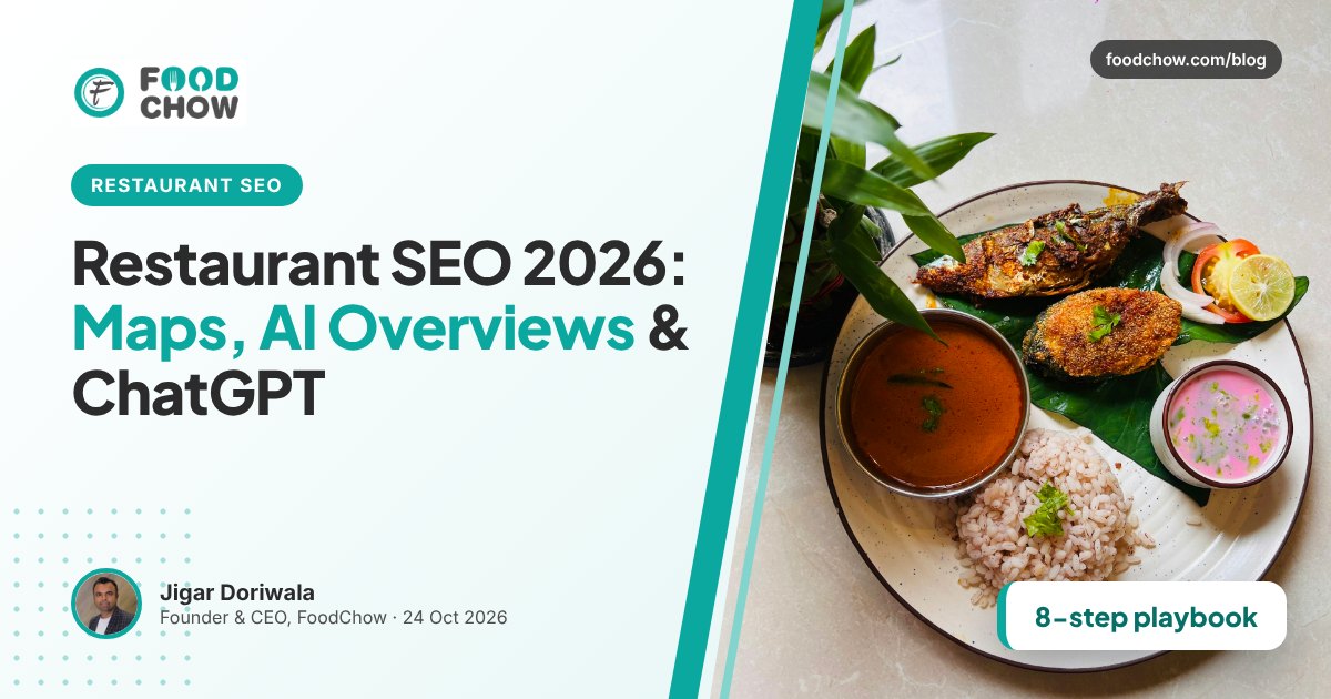 Restaurant SEO in 2026 guide showing how restaurants can improve visibility on Google Maps, AI Overviews and ChatGPT